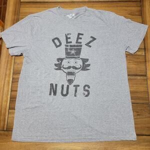 Crazy Dog Men's Grey Nutcracker Tee "Deez Nuts" - Size XL